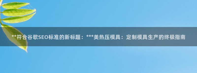 易倍全站：**符合谷歌SEO标准的新标题：***美热压模